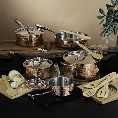 BergHOFF Vintage 15 pc Tri-Ply Copper Cookware Set with Lids