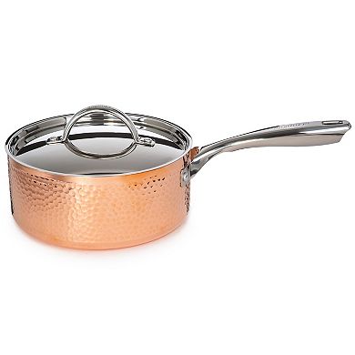 BergHOFF Vintage 5 pc Tri-Ply Hammered Copper Cookware Set with Lids