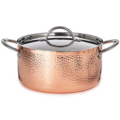 BergHOFF Vintage 5 pc Tri-Ply Hammered Copper Cookware Set with Lids