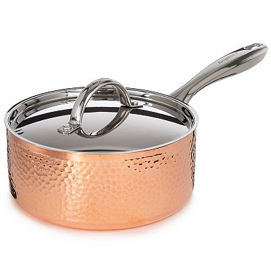 BergHOFF Vintage 5 pc Tri-Ply Hammered Copper Cookware Set with Lids