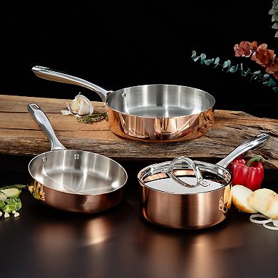 BergHOFF Vintage 4 pc Tri-Ply Copper Cookware Set with Lids