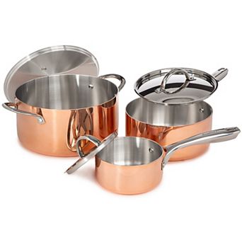BergHOFF Vintage 6 pc Tri-Ply Copper Cookware Set with Lids
