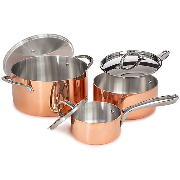 BergHOFF Vintage 6 pc Tri-Ply Copper Cookware Set with Lids