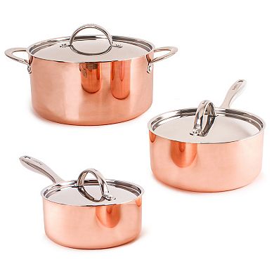 BergHOFF Vintage 6 pc Tri-Ply Copper Cookware Set with Lids