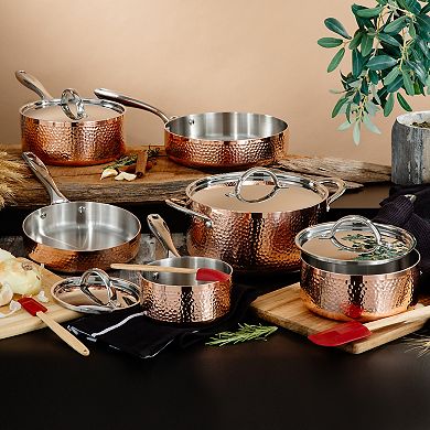 BergHOFF Vintage 13 pc Tri-Ply Copper Cookware Set with Lids