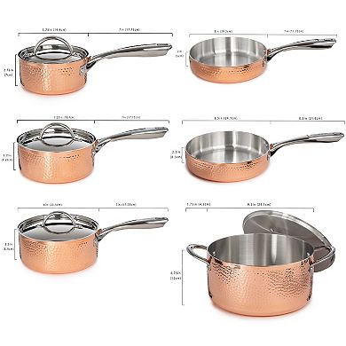 BergHOFF Vintage 13 pc Tri-Ply Copper Cookware Set with Lids