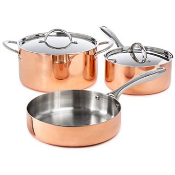 BergHOFF Vintage 5 pc Tri-Ply Copper Cookware Set with Lids