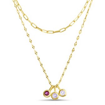 Paige Harper Color Therapy Gold Tone Triple Blue Cubic Zirconia Drops Double Layered Necklace