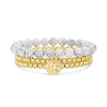 Paige Harper Color Therapy Gold Tone 3 pc Stretch Gemstone Sun & Moon Bracelet Set