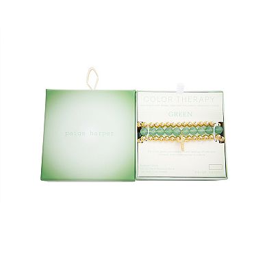 Paige Harper Color Therapy Gold Tone 3-piece Stretch Gemstone Bracelet Set