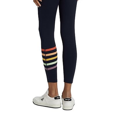 Women’s Navy Leggings with Rainbow Stripes