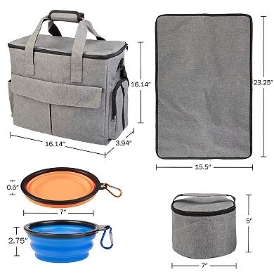 PetMaker Dog Travel Bag with Large Bowls