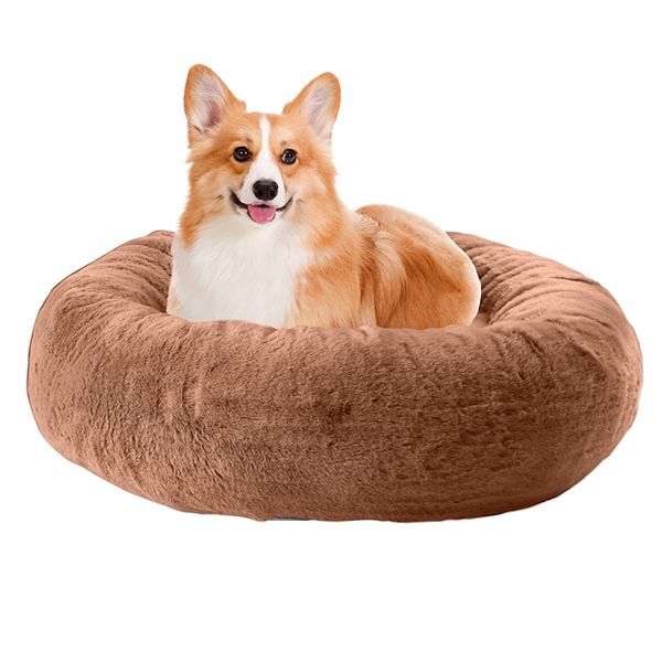 PETMAKER Dog Bed - Donut Dog Bed and Cat Bed for Small Pets (Beige)