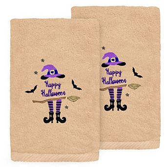 Linum Home Textiles Hat-Broom-Legs Embroidered Luxury 100% Turkish Cotton 2 pc Hand Towel Set