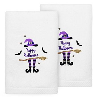 Linum Home Textiles Hat-Broom-Legs Embroidered Luxury 100% Turkish Cotton 2 pc Hand Towel Set