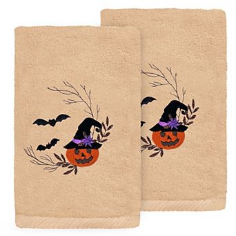 Linum Home Textiles Pumpkin Head Embroidered Luxury 100% Turkish Cotton 2 pc Hand Towel Set