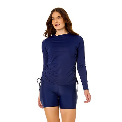 Women's Lands' End Side Shirred Tunnel Tie Sun Shirt
