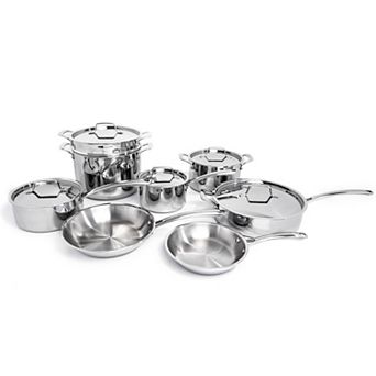BergHOFF Professional 13 pc Tri-Ply 18/10 Stainless Steel Cookware Set with Stainless Steel Lids