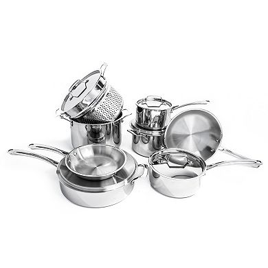 BergHOFF Professional 13 pc Tri-Ply 18/10 Stainless Steel Cookware Set with Stainless Steel Lids