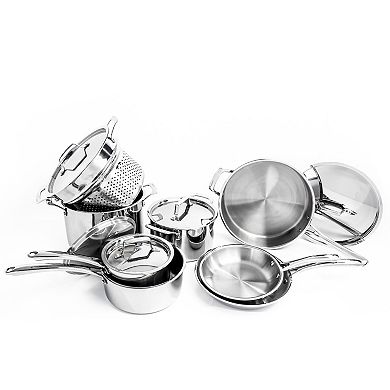 BergHOFF Professional 13 pc Tri-Ply 18/10 Stainless Steel Cookware Set with Stainless Steel Lids