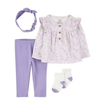 Baby Girls Carter's 4 pc Top, Leggings, Headband & Socks Set