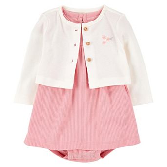 Baby Girls Carter's 2 pc Bodysuit Dress & Cardigan Set
