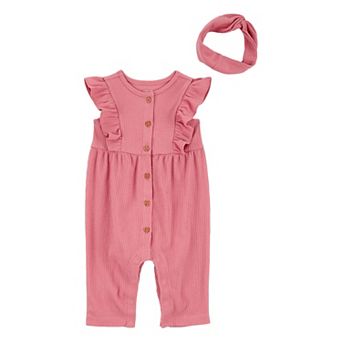 Baby Girls Carter's 2 pc Jumpsuit & Headwrap Set