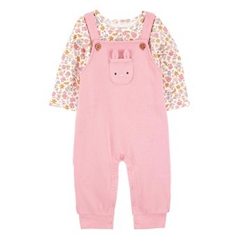 Baby Girls Carter's 2 pc Floral Bunny Long Sleeve Tee & Coverall Set