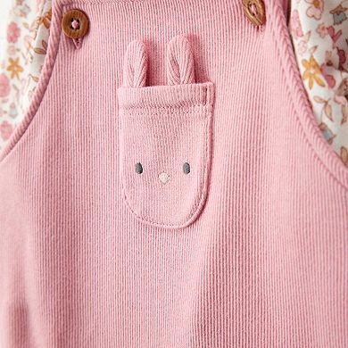 Girls Carter's 2-pc. Floral Bunny Long Sleeve Tee & Coverall Set