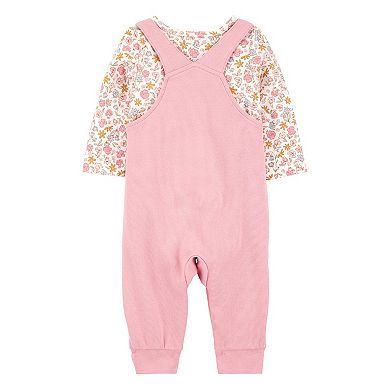 Girls Carter's 2-pc. Floral Bunny Long Sleeve Tee & Coverall Set