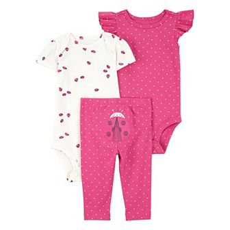 Baby Girls Carter's 3 pc Ladybug Bodysuit & Pants Set