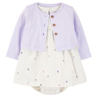Baby Girls Carter's 2 pc Bodysuit Dress & Cardigan Set