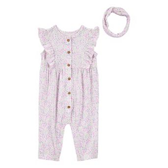 Baby Girls Carter's 2 pc Floral Jumpsuit & Headwrap Set