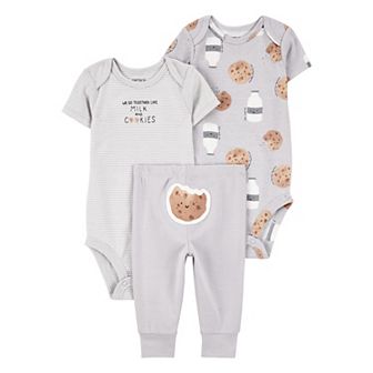 Baby Carter's 3 pc Milk & Cookies Bodysuit & Pant Set