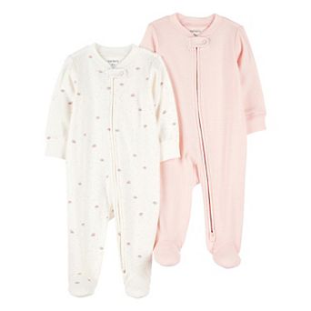 Baby Girls Carter's 2-Pack 2-Way Zip Cotton Sleep & Play Pajamas