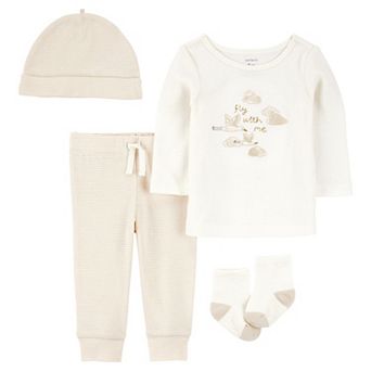 Baby Carter's 4 pc Long Sleeve Top, Pants, Hat & Socks Set