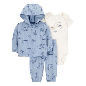 Baby Boys Carter's 3 pc Farm Animal Cardigan, Bodysuit & Pants Set