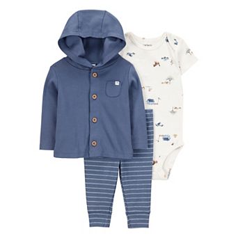 Baby Boys Carter's 3 pc Barn Print Cardigan, Bodysuit & Pant Set