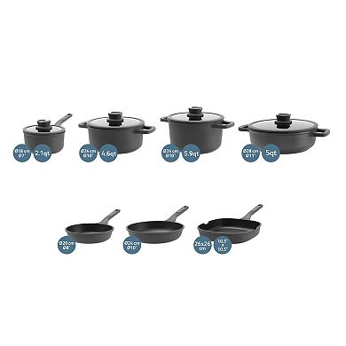 BergHOFF Leo Stone 11 pc Cookware Set With Glass Lids