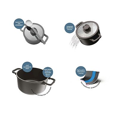 BergHOFF Leo Stone 11 pc Cookware Set With Glass Lids