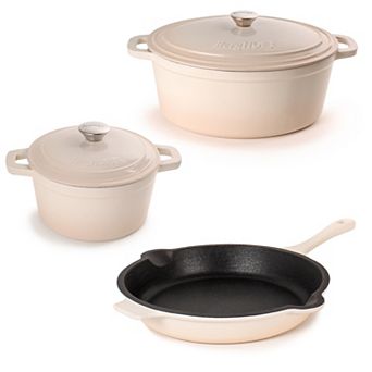 BergHOFF Neo 5 pc Cast Iron Dutch Oven Set with 10" Fry Pan, 3-qt & 5-qt