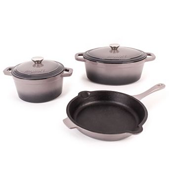 BergHOFF Neo 5 pc Cast Iron Dutch Oven Set with 10" Fry Pan, 3-qt & 5-qt
