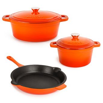 BergHOFF Neo 5 pc Cast Iron Dutch Oven Set with 10" Fry Pan, 3-qt & 5-qt
