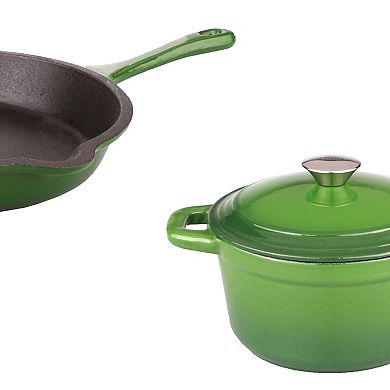 BergHOFF Neo 3 pc Cast Iron Cookware Set, Fry Pan & Round Dutch Oven