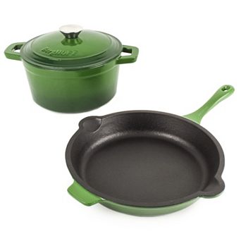 BergHOFF Neo 3 pc Cast Iron Cookware Set, Fry Pan & Round Dutch Oven