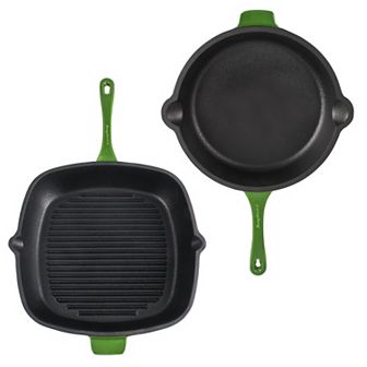 BergHOFF Neo 2 pc Cast Iron 10" Fry Pan & 11" Grill Pan Cookware Set