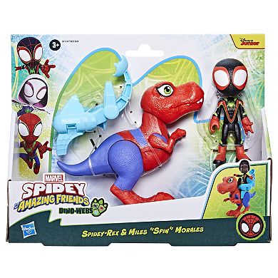 Hasbro Marvel Spidey & His Amazing Friends Dino-Webs Spidey-Rex & Miles “Spin” Morales Figure Set