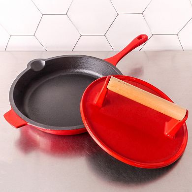 BergHOFF Neo 2 pc Cast Iron Spoon Rest and Steak Press Set