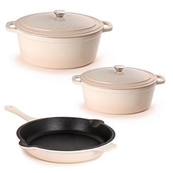 BergHOFF Neo 5 pc Cast Iron Oval Dutch Oven Set with 10" Fry Pan, 5-qt & 8-qt