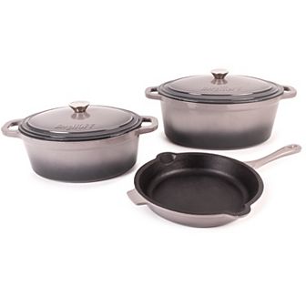 BergHOFF Neo 5 pc Cast Iron Oval Dutch Oven Set with 10" Fry Pan, 5-qt & 8-qt